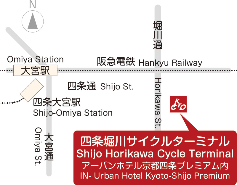 四条堀川サイクルターミナルへのアクセスマップ・地図
