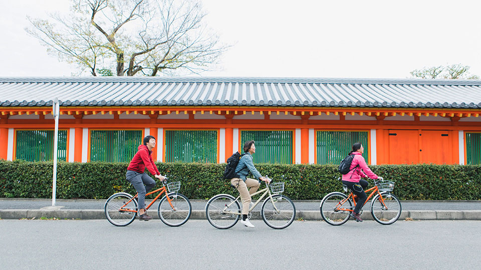 Cycling at Sanjusangendo-Temple